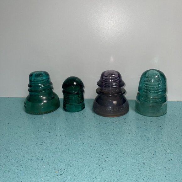 Whitall Antique Insulator Glass Collection Set of 4 Decor - Picture 12 of 16